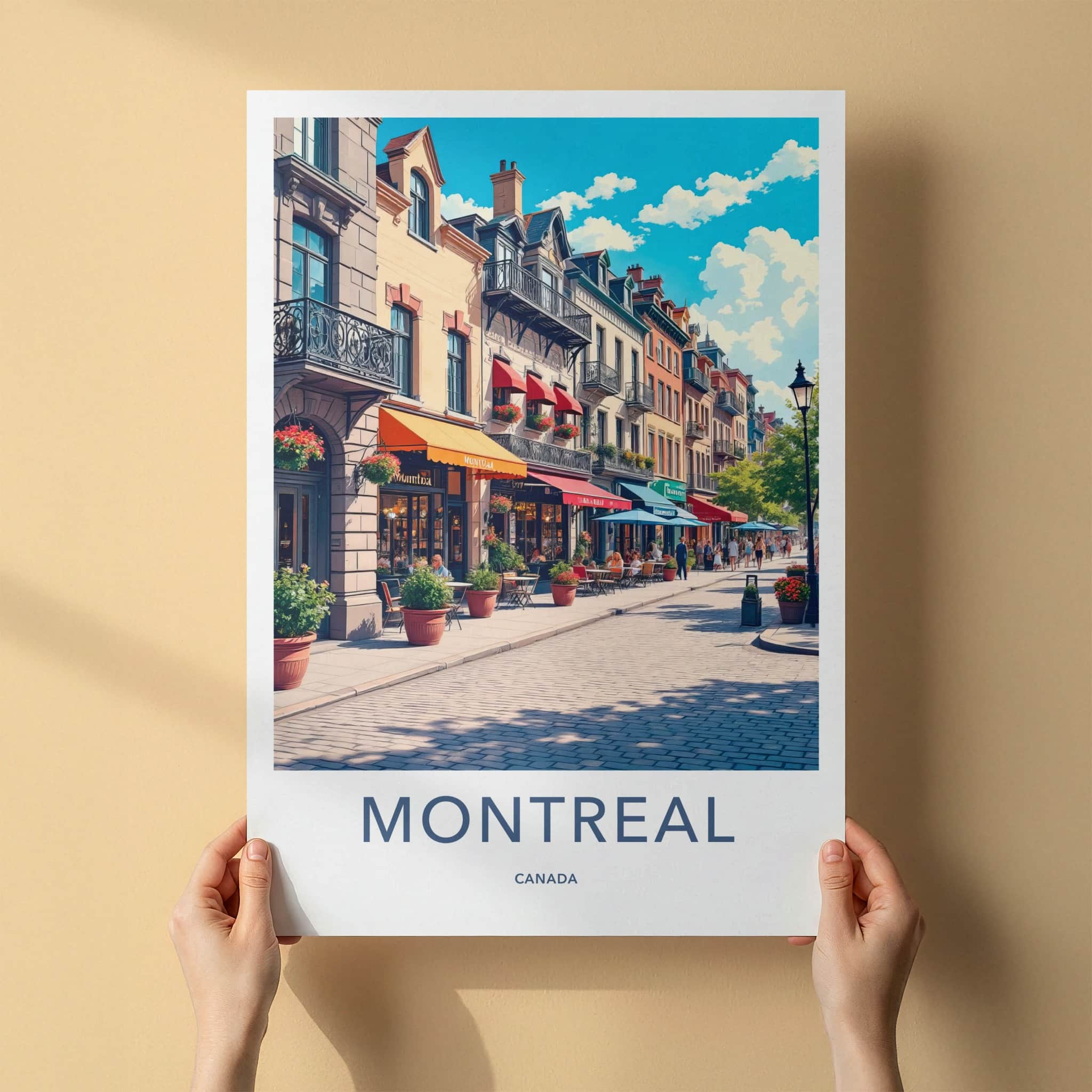 Montreal Poster - Canada Travel Art - Lively Street Scene Home Decor