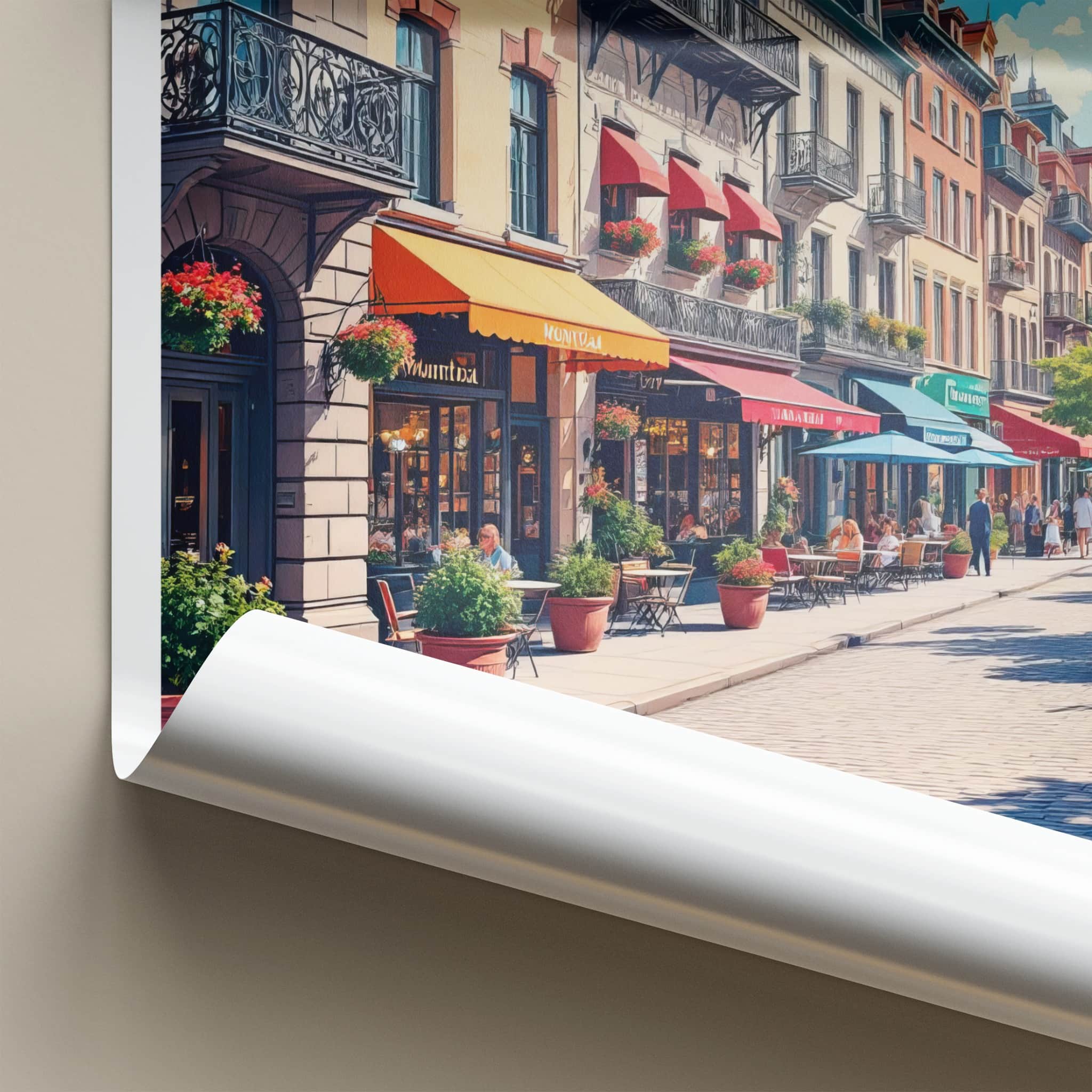 Montreal Poster - Canada Travel Art - Lively Street Scene Home Decor