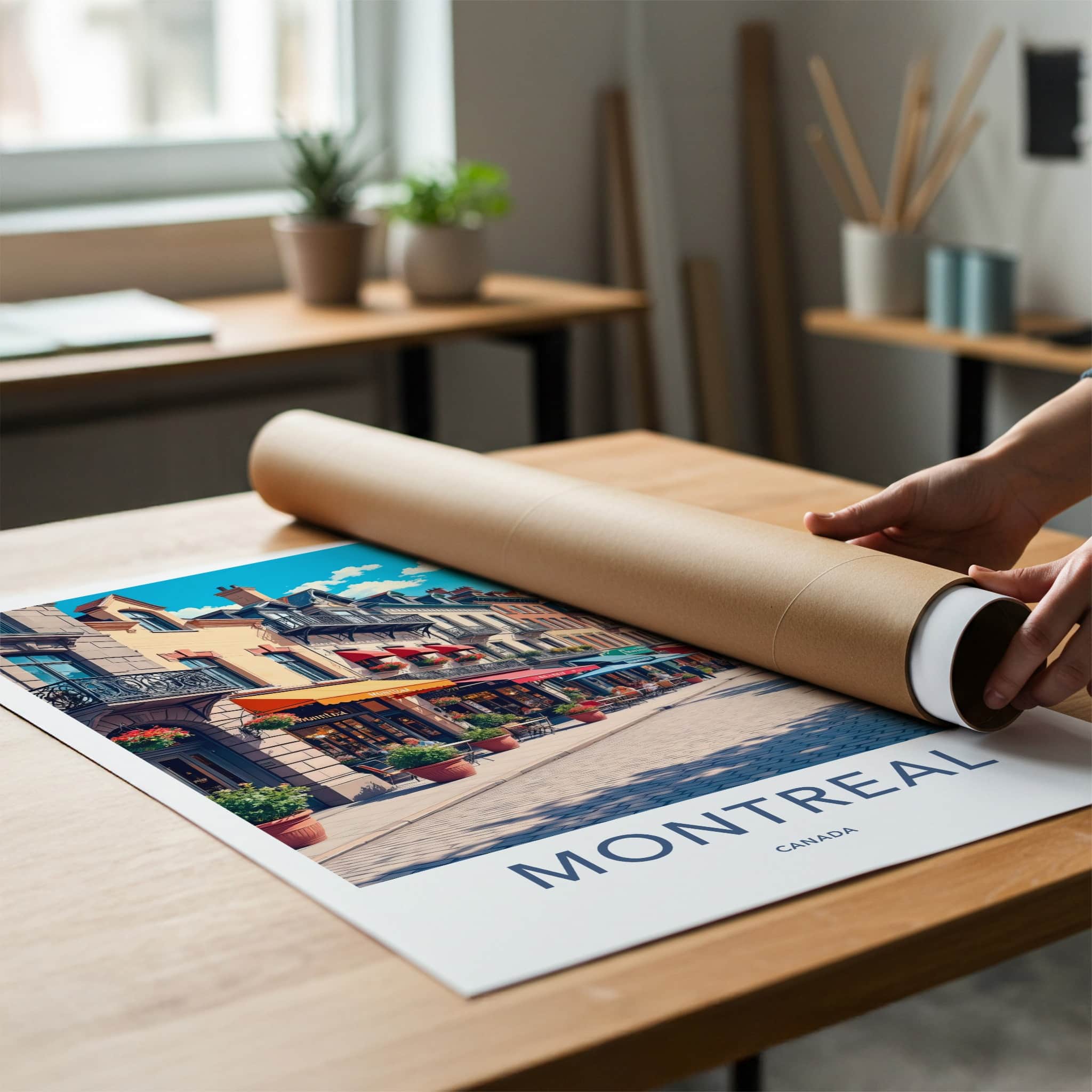 Montreal Poster - Canada Travel Art - Lively Street Scene Home Decor