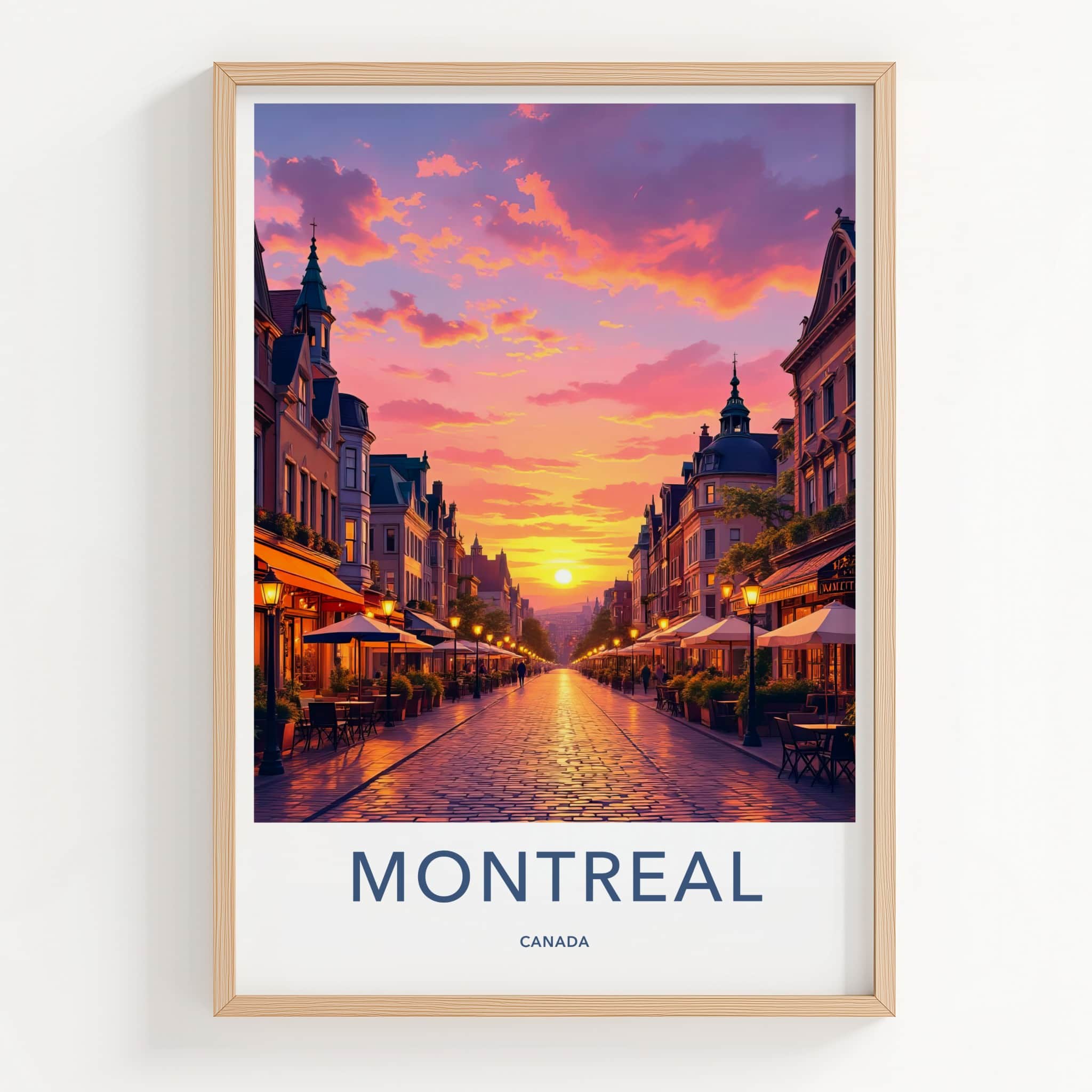 Montreal Poster - Canada Travel Art - Vibrant City Sunset Home Decor