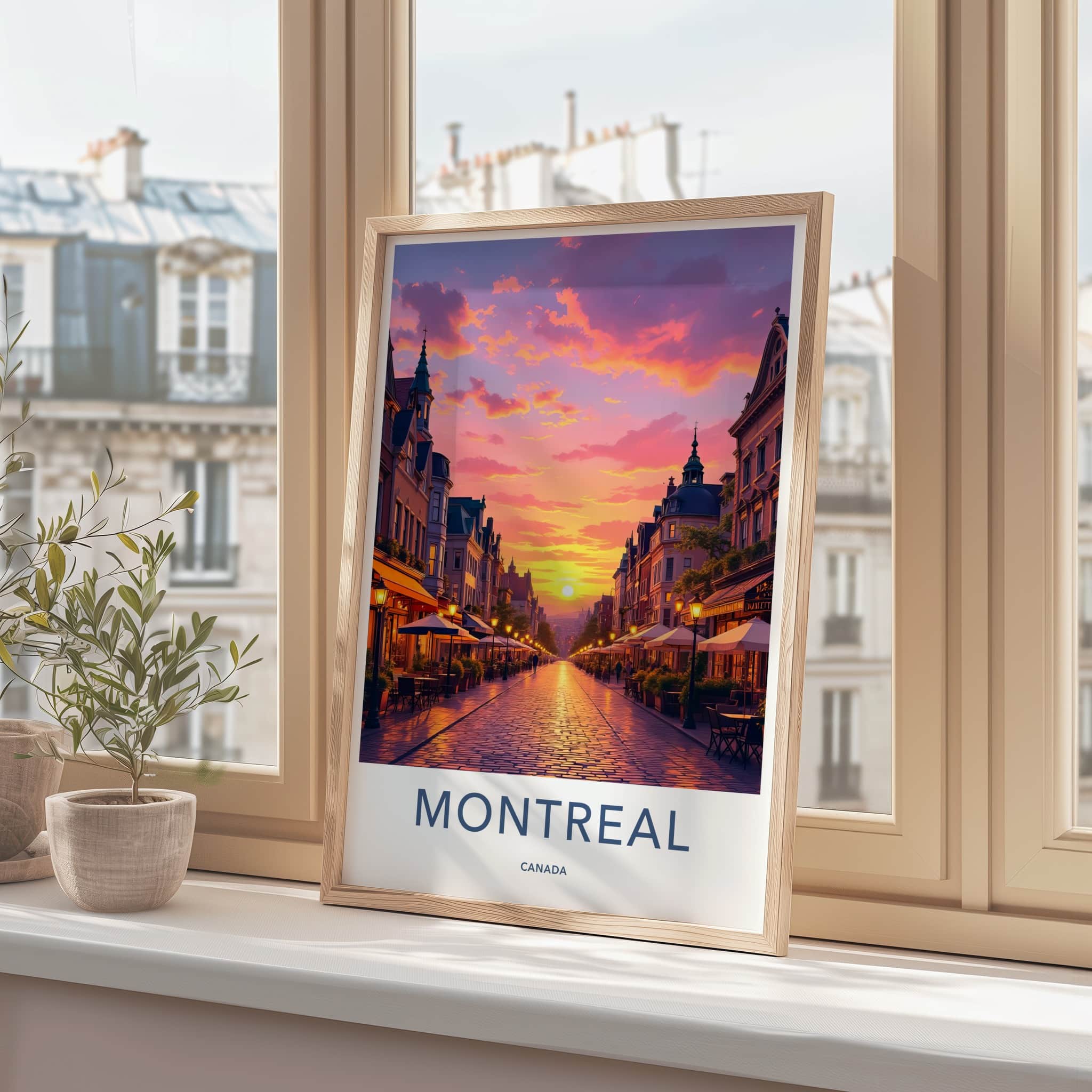 Montreal Poster - Canada Travel Art - Vibrant City Sunset Home Decor