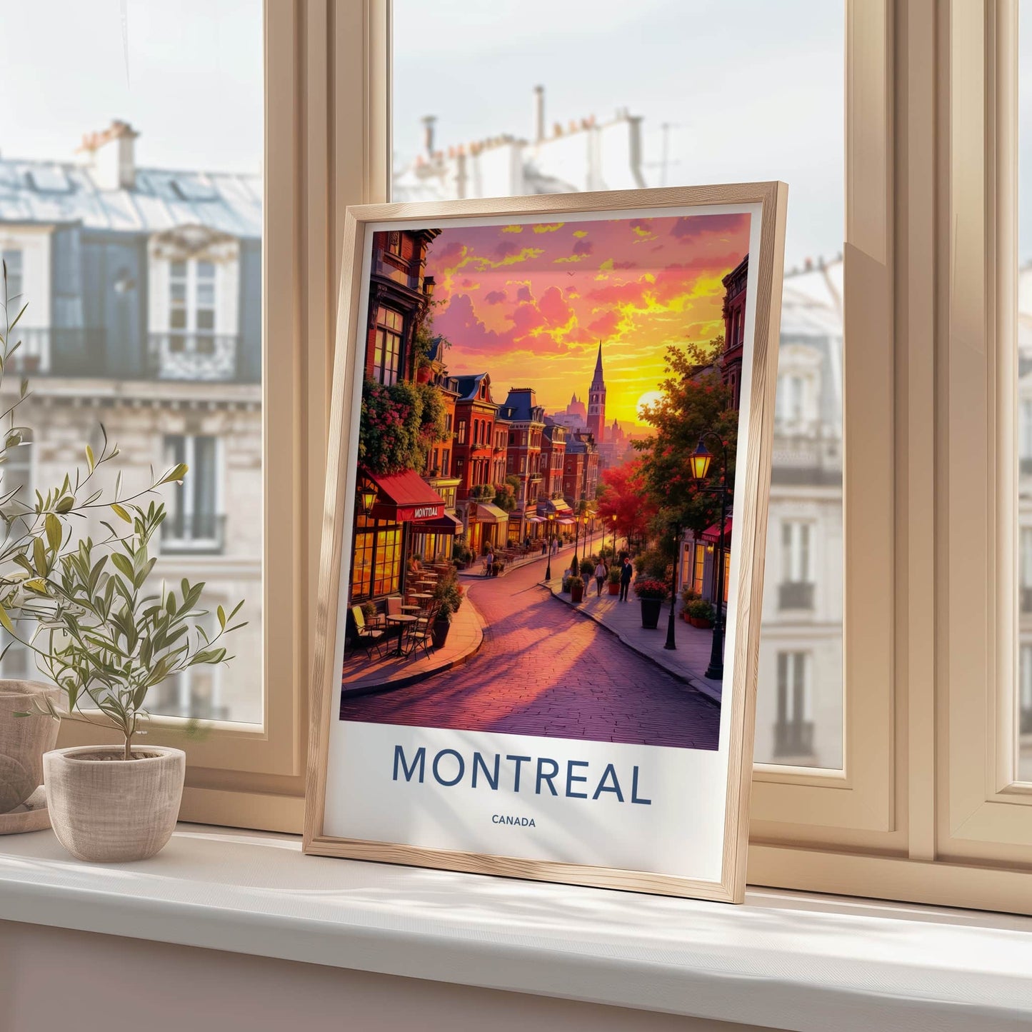 Montreal Poster - Canada Travel Art - Vibrant City Sunset Home Decor
