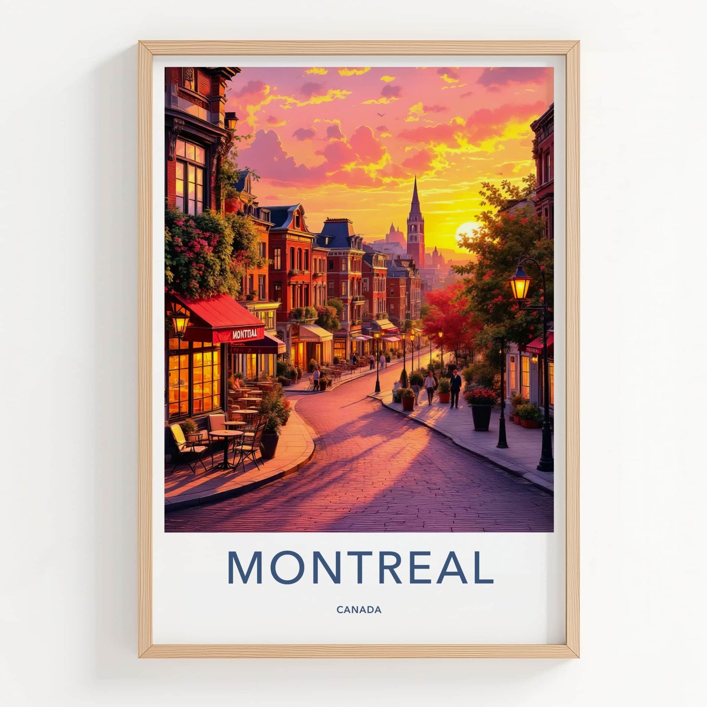 Montreal Poster - Canada Travel Art - Vibrant City Sunset Home Decor