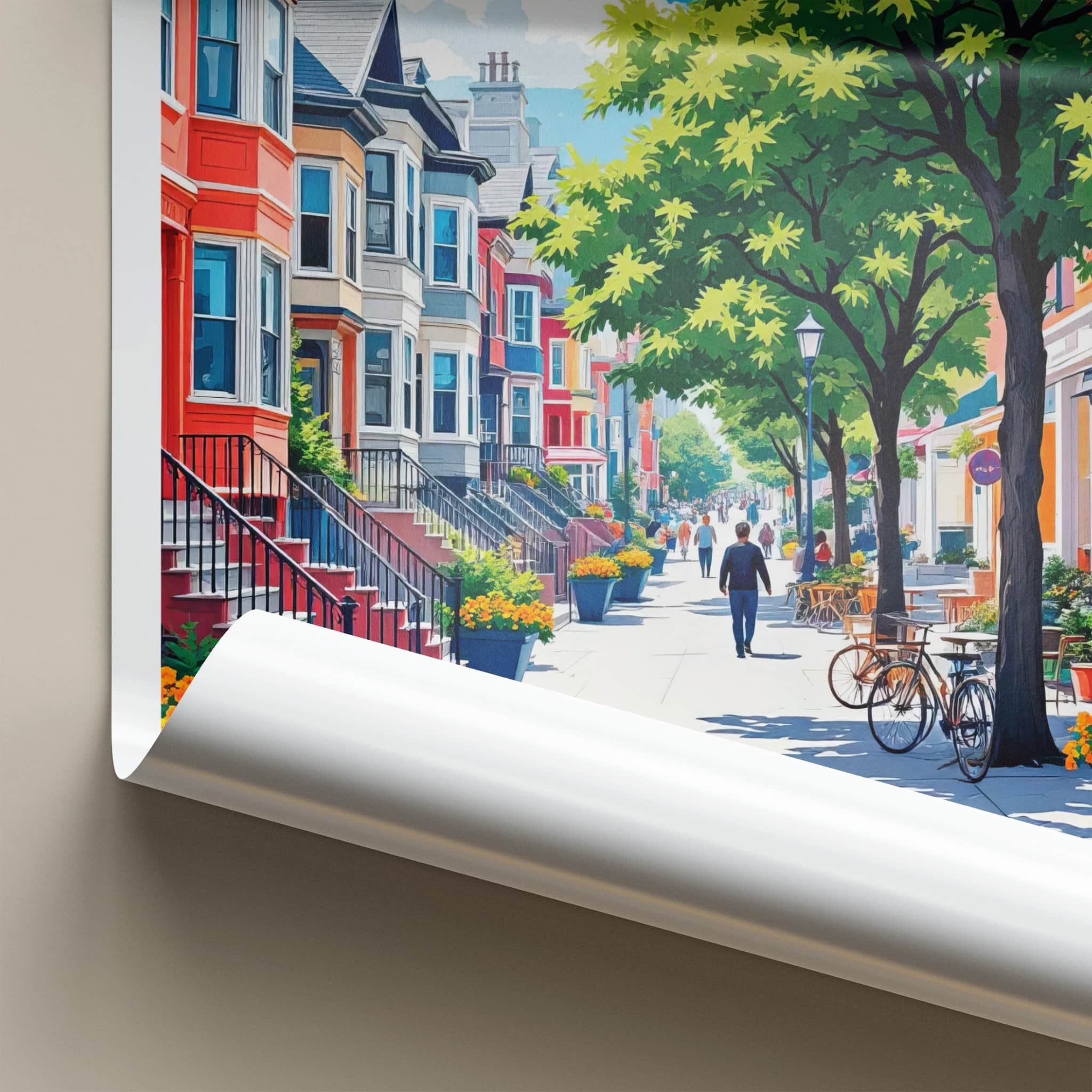 Montreal Poster - Canada Travel Art - Vibrant Street Scene Home Decor