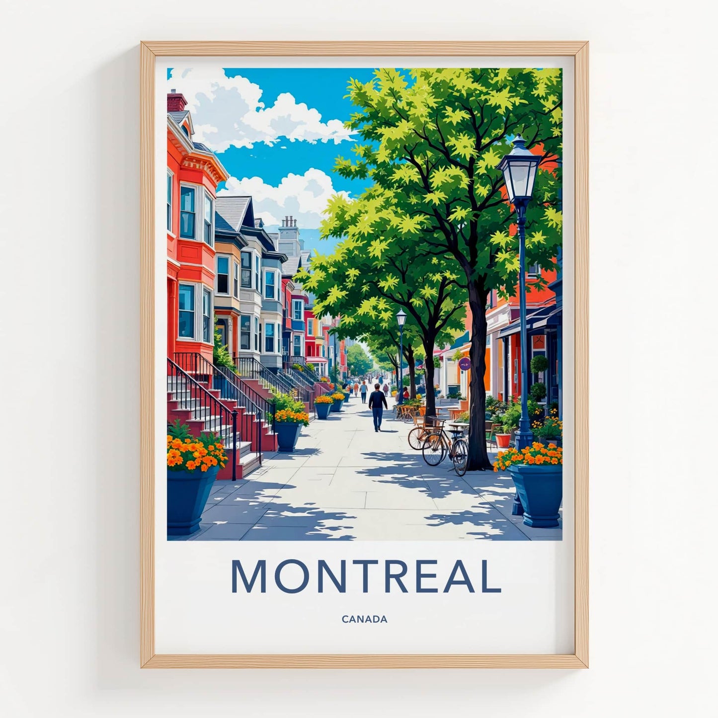 Montreal Poster - Canada Travel Art - Vibrant Street Scene Home Decor