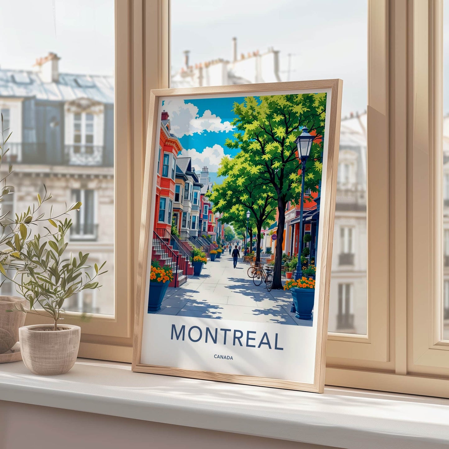 Montreal Poster - Canada Travel Art - Vibrant Street Scene Home Decor