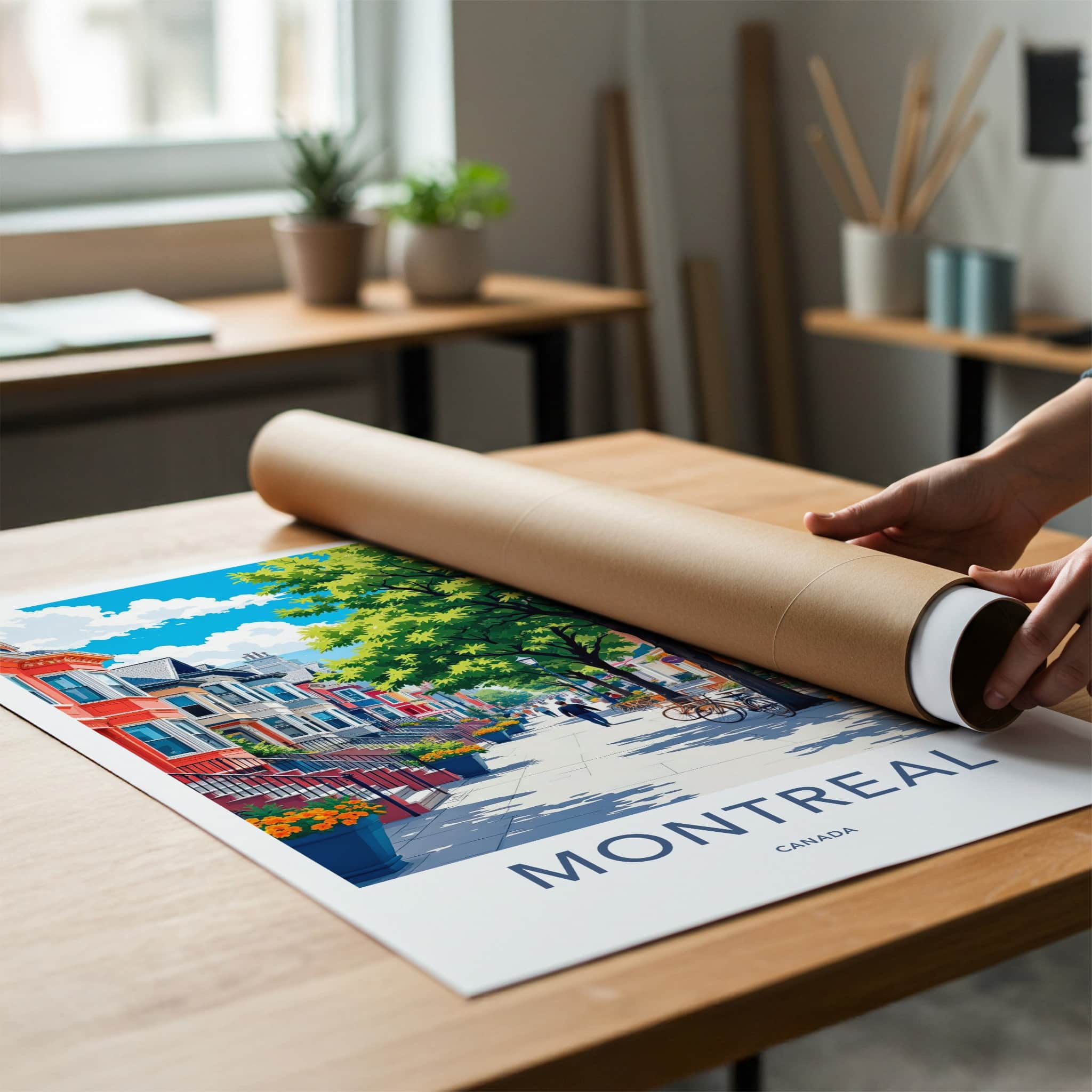 Montreal Poster - Canada Travel Art - Vibrant Street Scene Home Decor