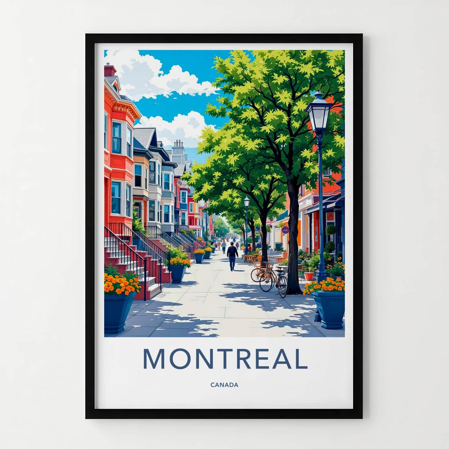 Montreal Poster - Canada Travel Art - Vibrant Street Scene Home Decor