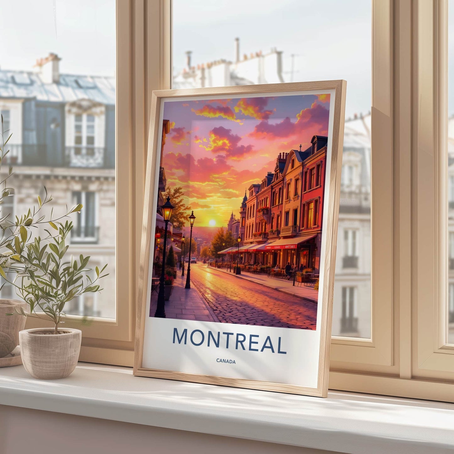 Montreal Poster - Canada Travel Art - Vibrant Sunset Street Home Decor