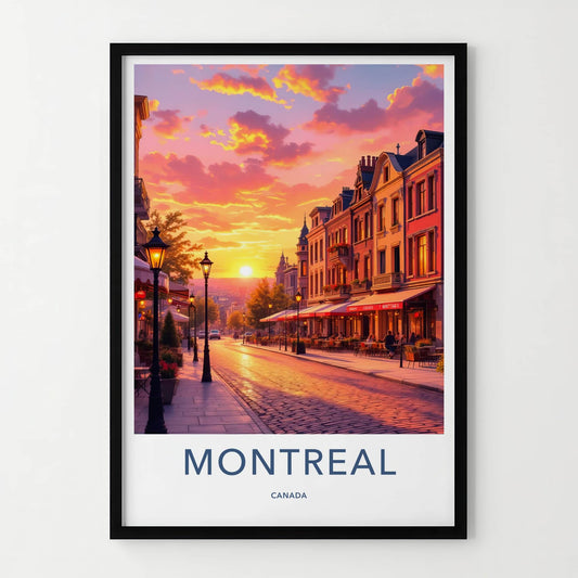 Montreal Poster - Canada Travel Art - Vibrant Sunset Street Home Decor