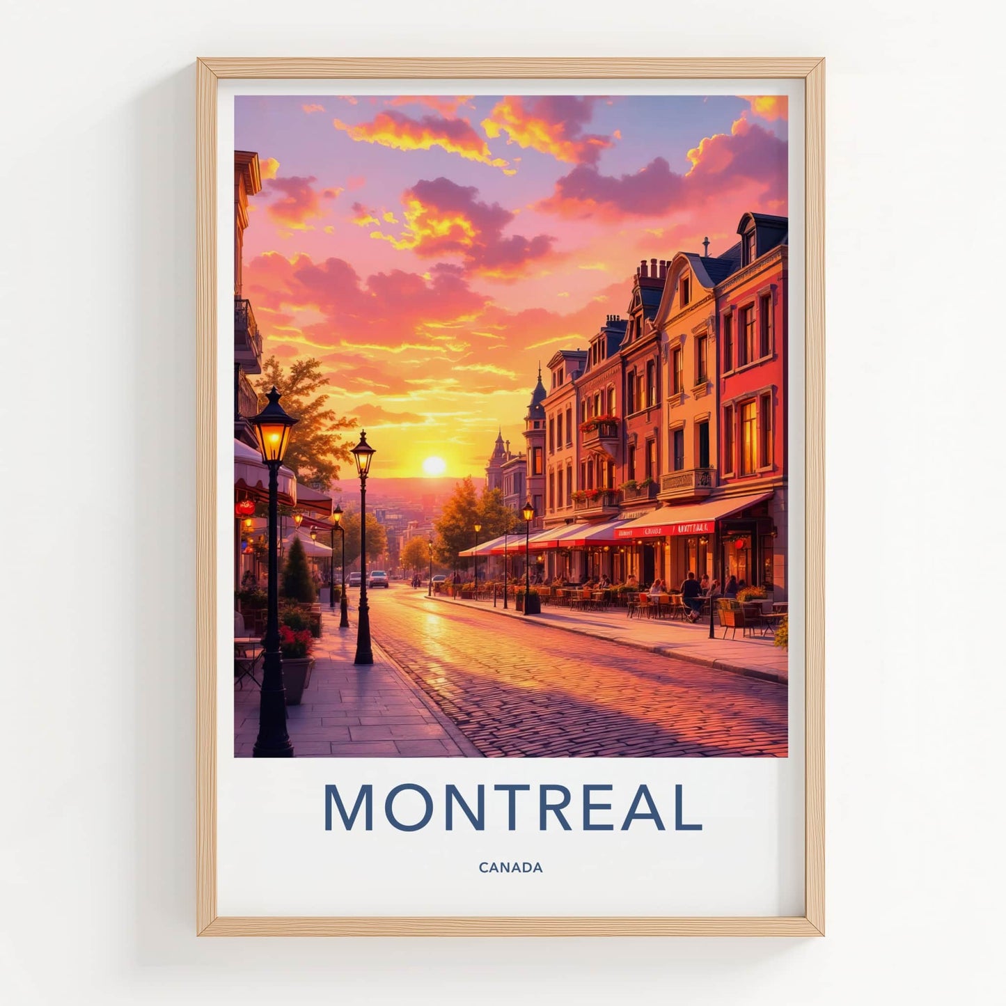 Montreal Poster - Canada Travel Art - Vibrant Sunset Street Home Decor