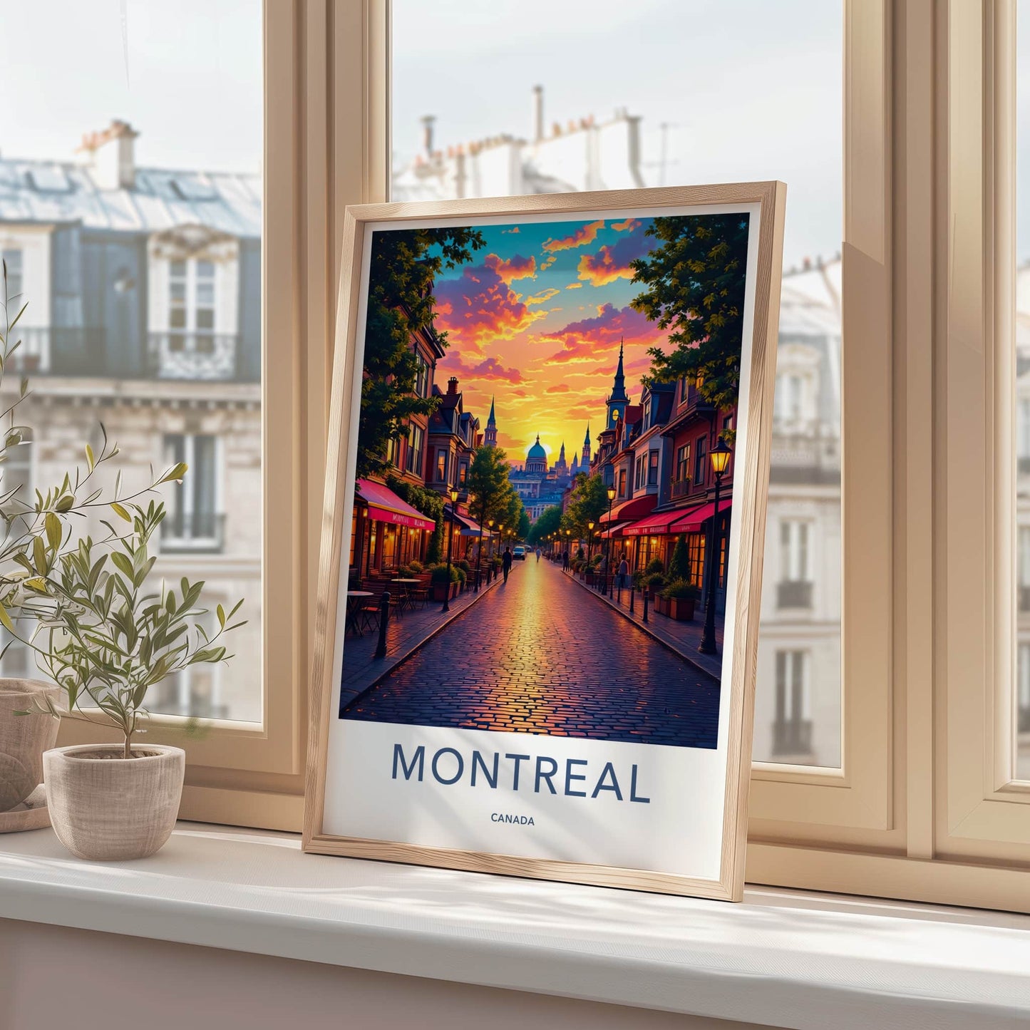 Montreal Poster - Canada Travel Art - Vibrant Sunset Street Home Decor