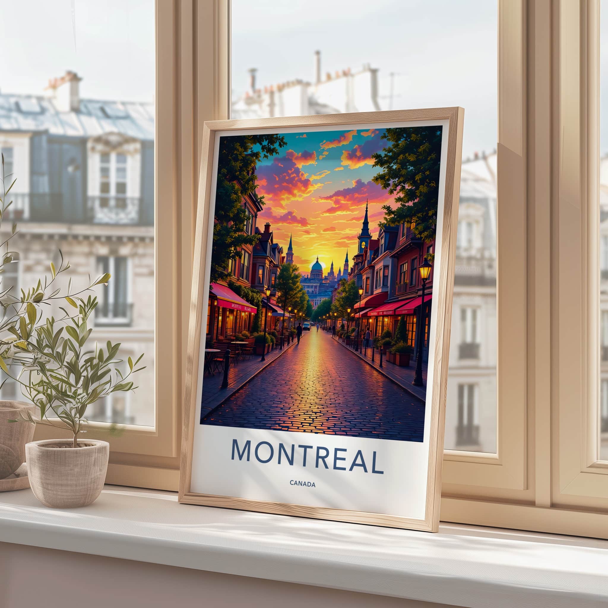 Montreal Poster - Canada Travel Art - Vibrant Sunset Street Home Decor