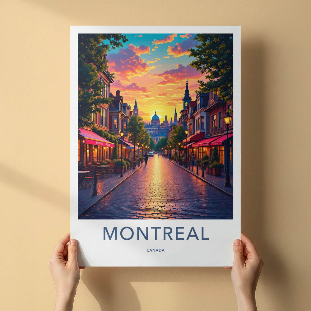 Montreal Poster - Canada Travel Art - Vibrant Sunset Street Home Decor