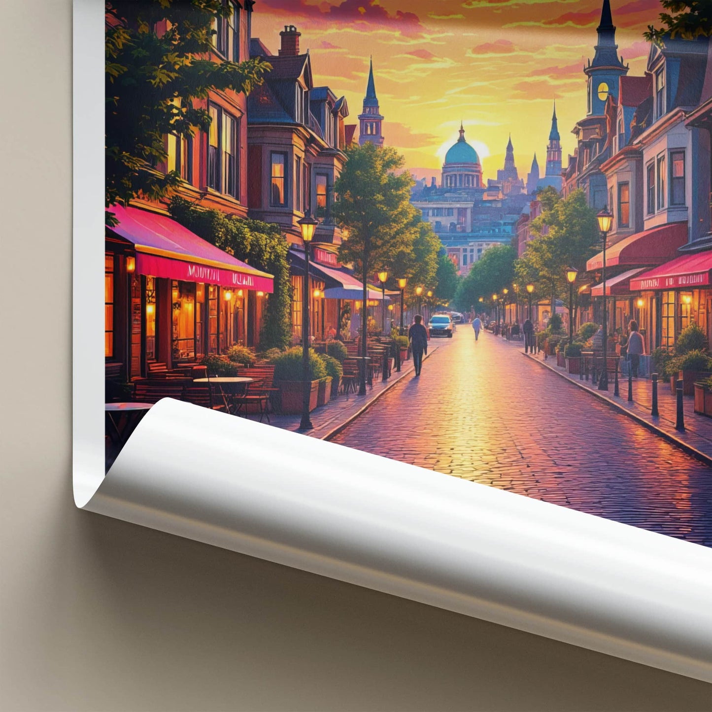 Montreal Poster - Canada Travel Art - Vibrant Sunset Street Home Decor