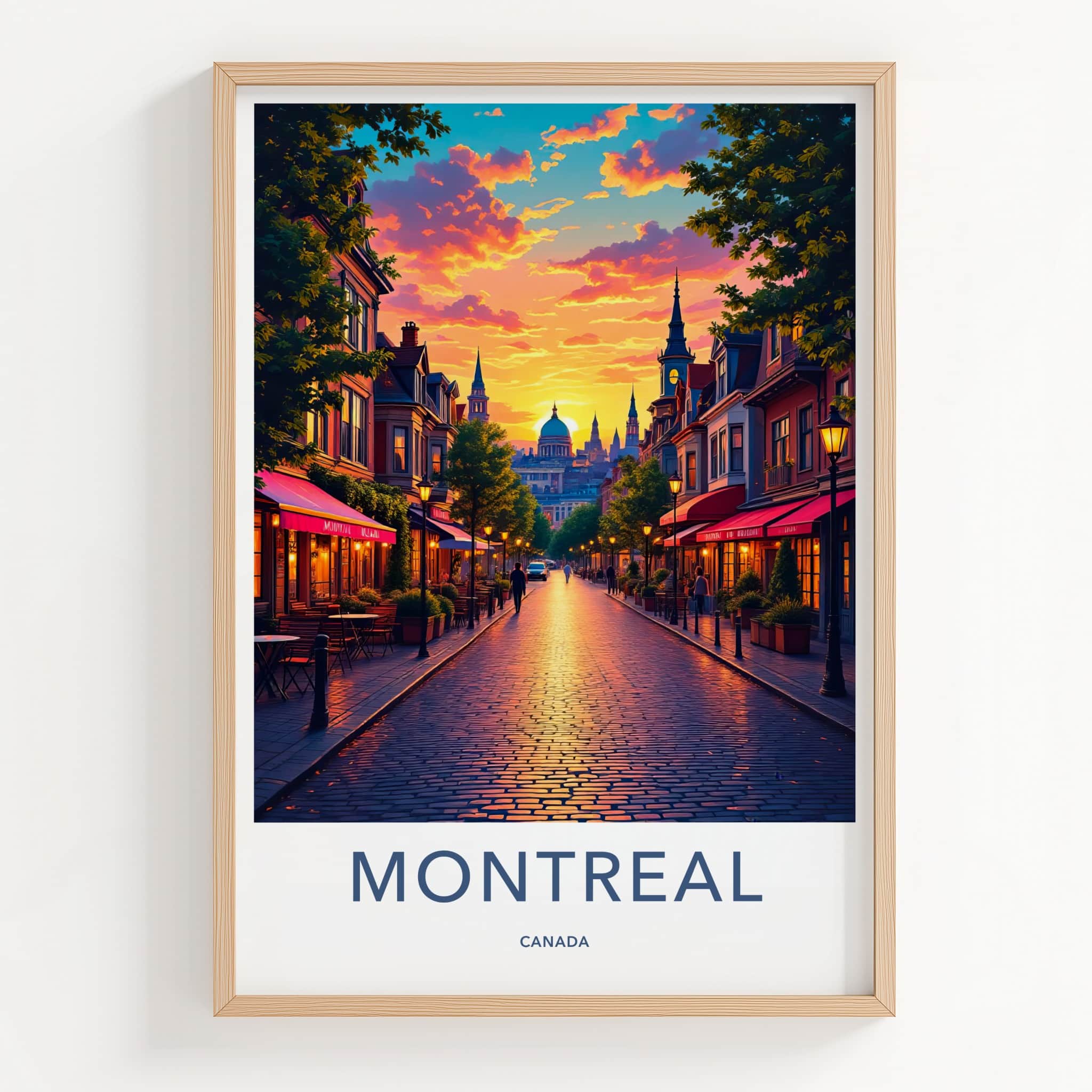 Montreal Poster - Canada Travel Art - Vibrant Sunset Street Home Decor