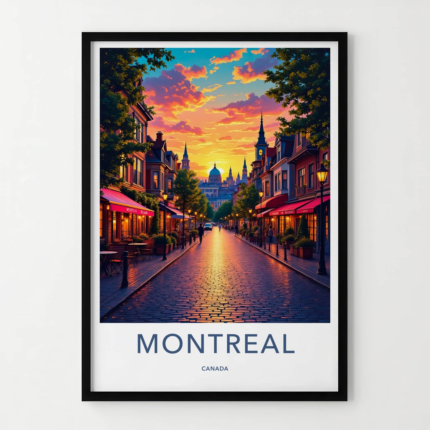 Montreal Poster - Canada Travel Art - Vibrant Sunset Street Home Decor