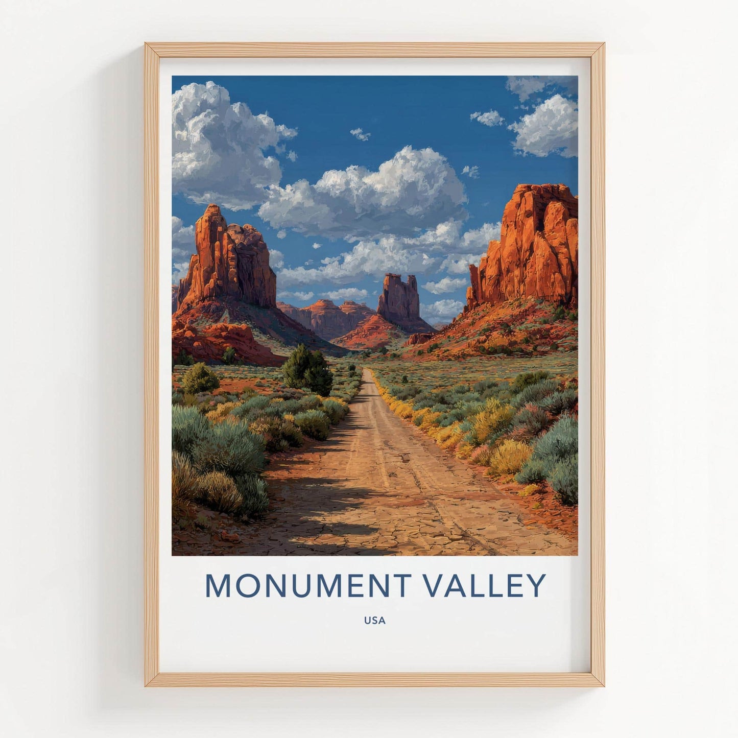 Monument Valley Poster - Arizona Travel Art - Dusty Road Landscape Home Decor