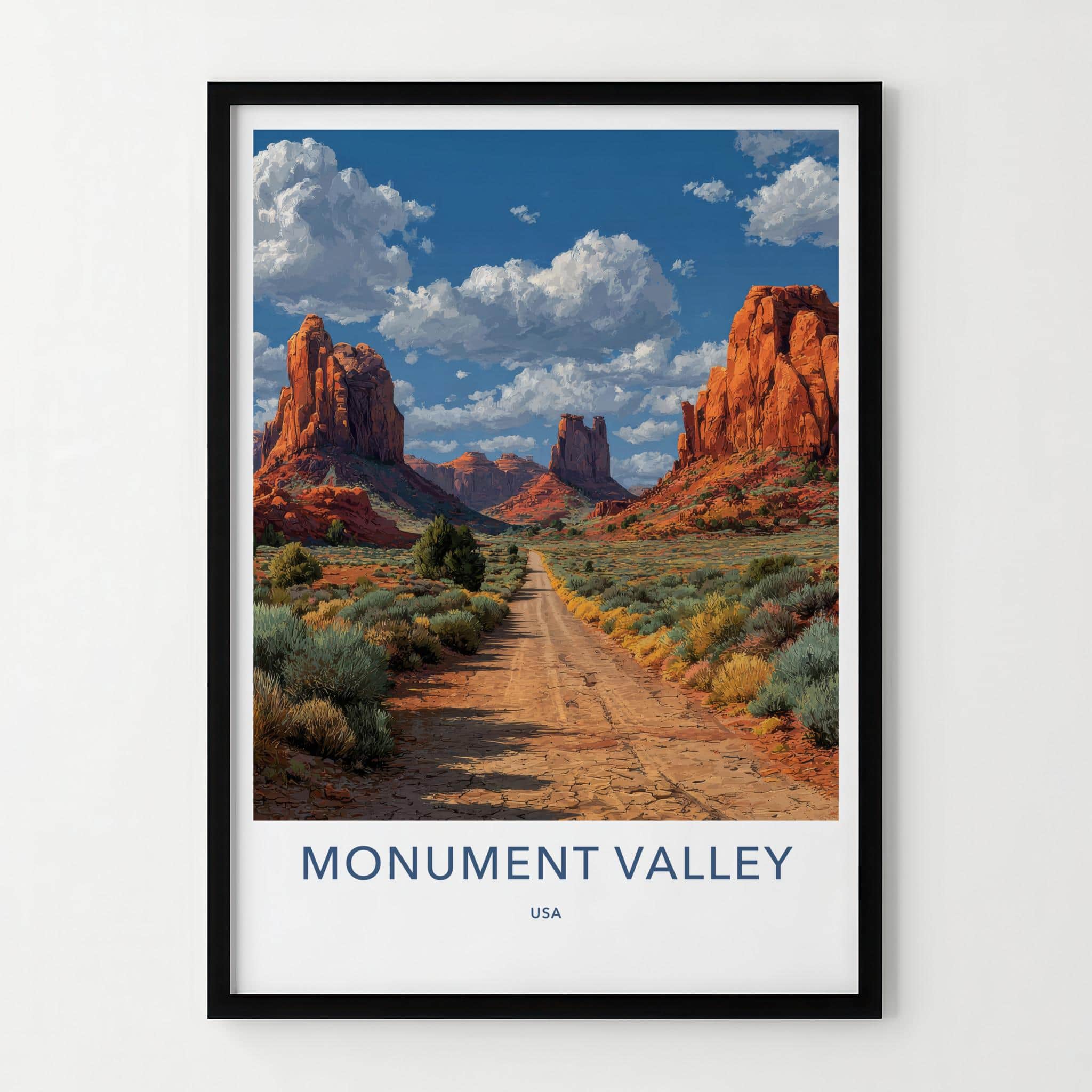 Monument Valley Poster - Arizona Travel Art - Dusty Road Landscape Home Decor