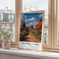 Monument Valley Poster - Arizona Travel Art - Dusty Road Landscape Home Decor