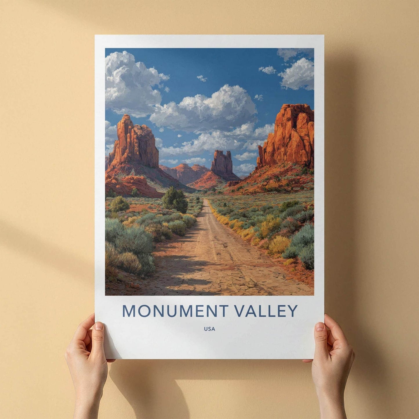 Monument Valley Poster - Arizona Travel Art - Dusty Road Landscape Home Decor