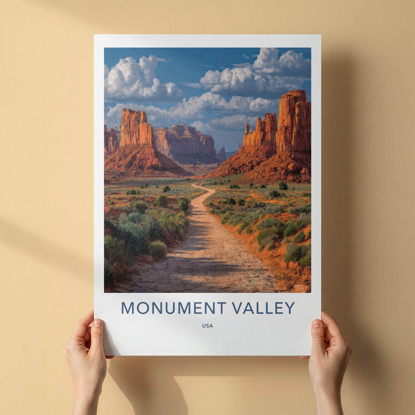 Monument Valley Poster - Arizona Travel Art - Winding Desert Road Home Decor