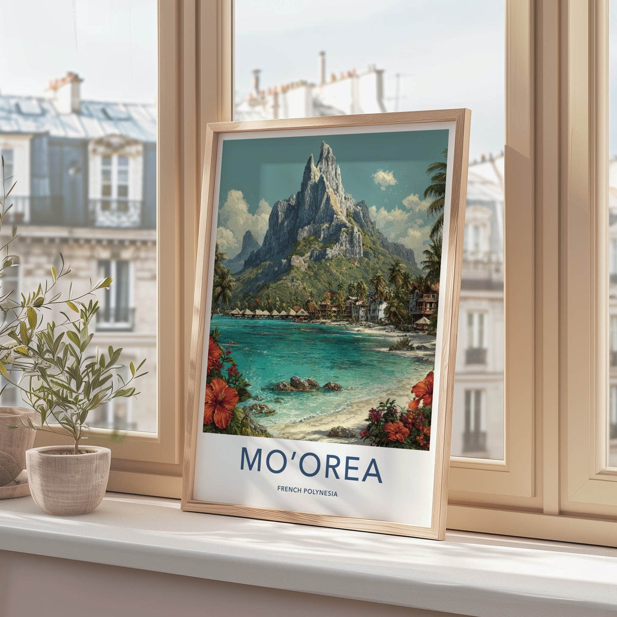 Moorea Poster - French Polynesia Overwater Bungalows