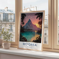 Moorea Poster - French Polynesia Travel Art - Glowing Mountain Lagoon Home Decor