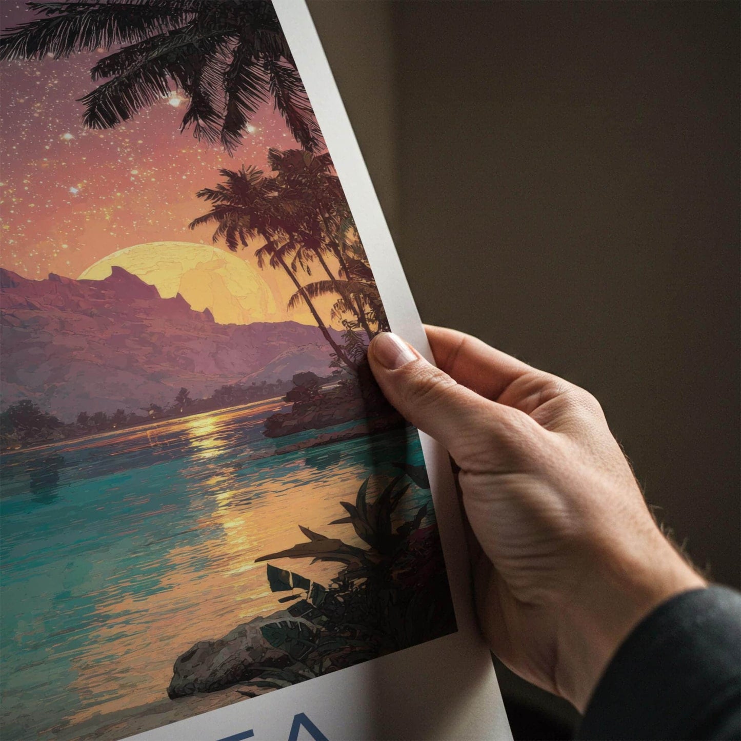 Moorea Poster - French Polynesia Travel Art - Glowing Mountain Lagoon Home Decor