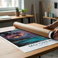 Moorea Poster - French Polynesia Travel Art - Palm Trees Mountain Gallery Art