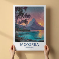 Moorea Poster - French Polynesia Travel Art - Palm Trees Mountain Gallery Art