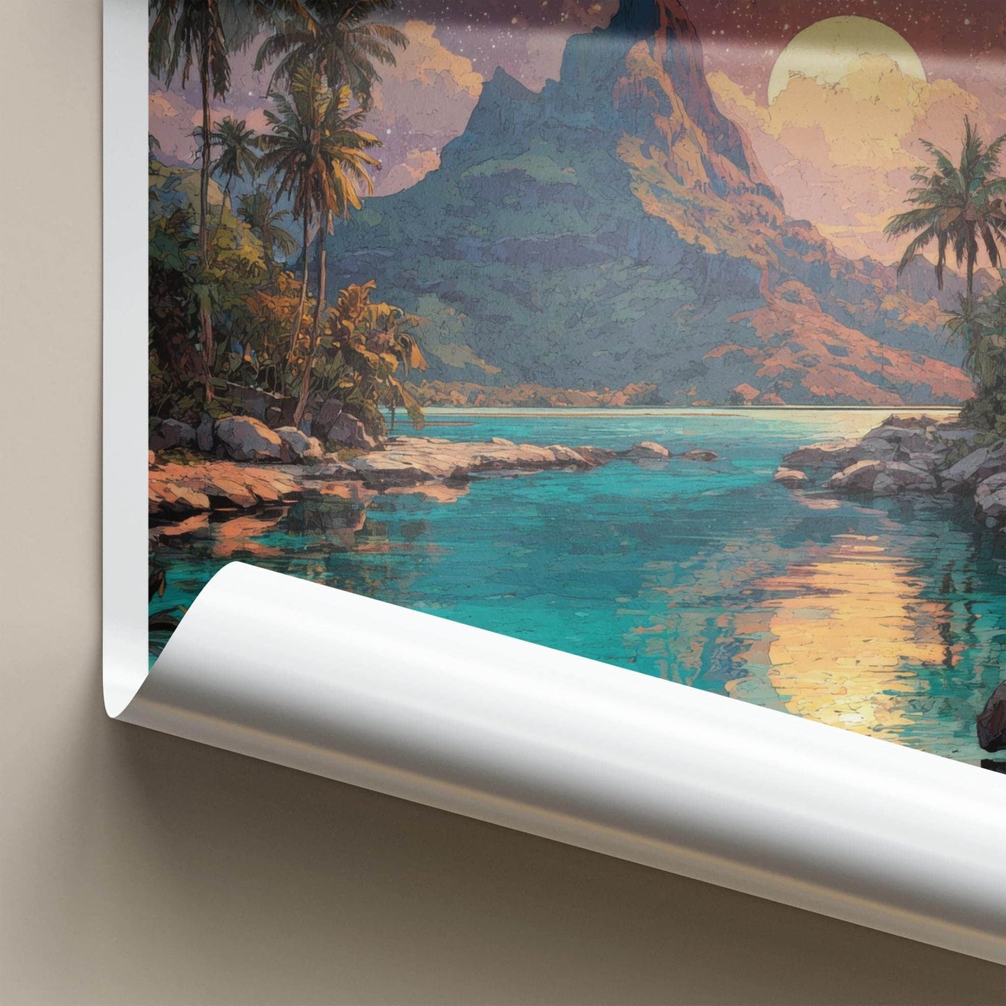 Moorea Poster - French Polynesia Travel Art - Starry Night Lagoon Home Decor