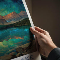 Moraine Lake Poster - Canada Art Print - Aurora Mountains Reflection Wall Decor