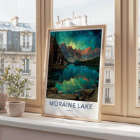Moraine Lake Poster - Canada Art Print - Aurora Mountains Reflection Wall Decor
