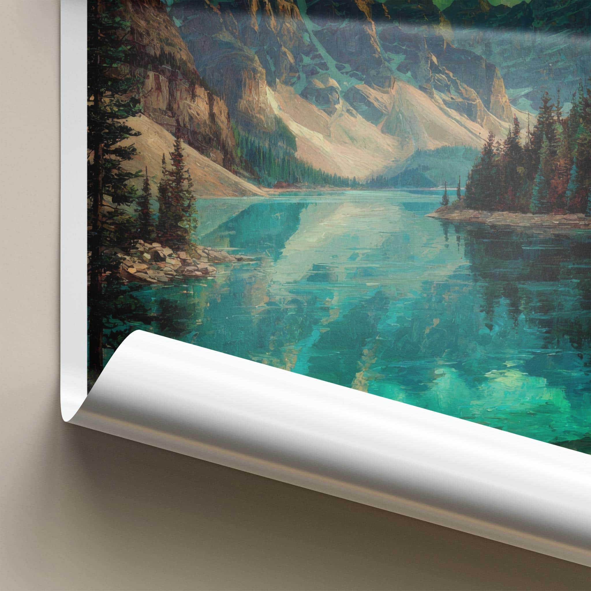 Moraine Lake Poster - Canada Travel Art - Aurora Mountains Lake Home Decor