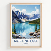 Moraine Lake Poster - Canada Travel Art - Clear Lake Mountains Home Decor