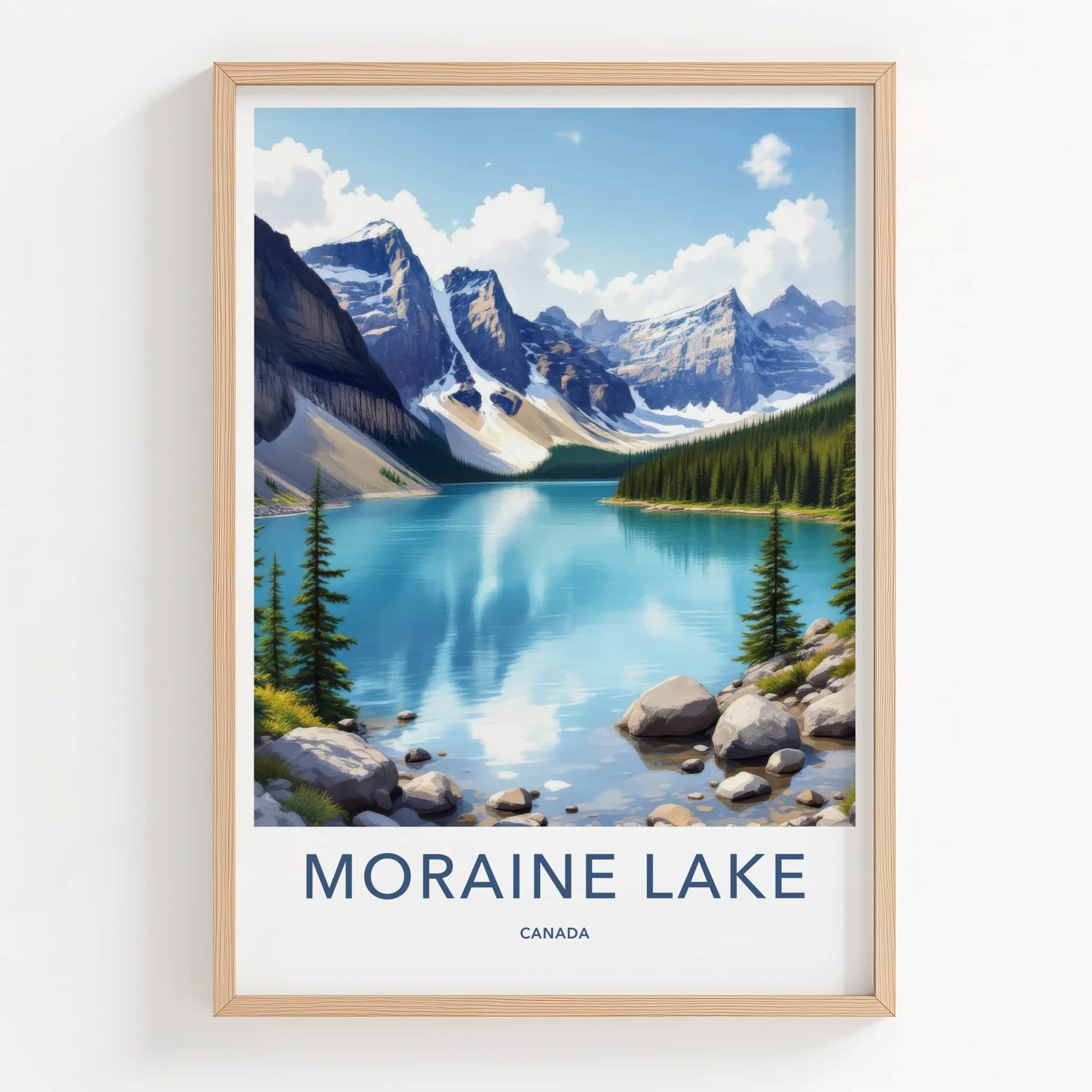 Moraine Lake Poster - Canada Travel Art - Clear Lake Mountains Home Decor