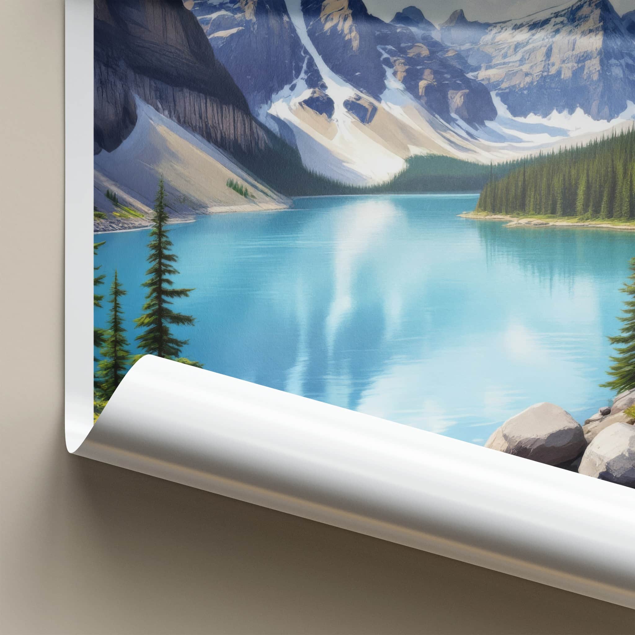 Moraine Lake Poster - Canada Travel Art - Clear Lake Mountains Home Decor