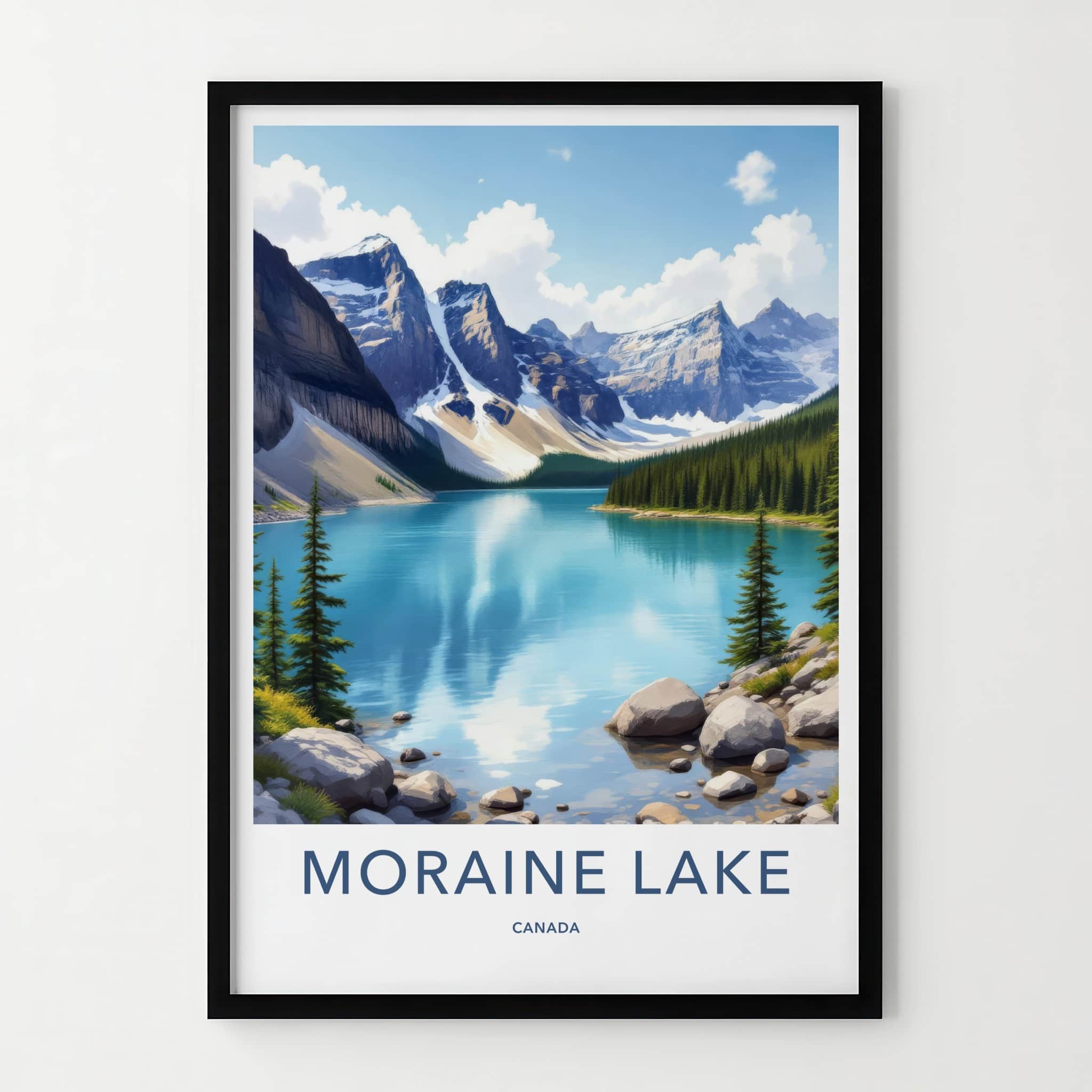 Moraine Lake Poster - Canada Travel Art - Clear Lake Mountains Home Decor