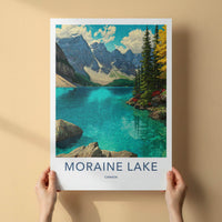 Moraine Lake Poster - Canada Travel Art - Turquoise Lake Mountains Home Decor
