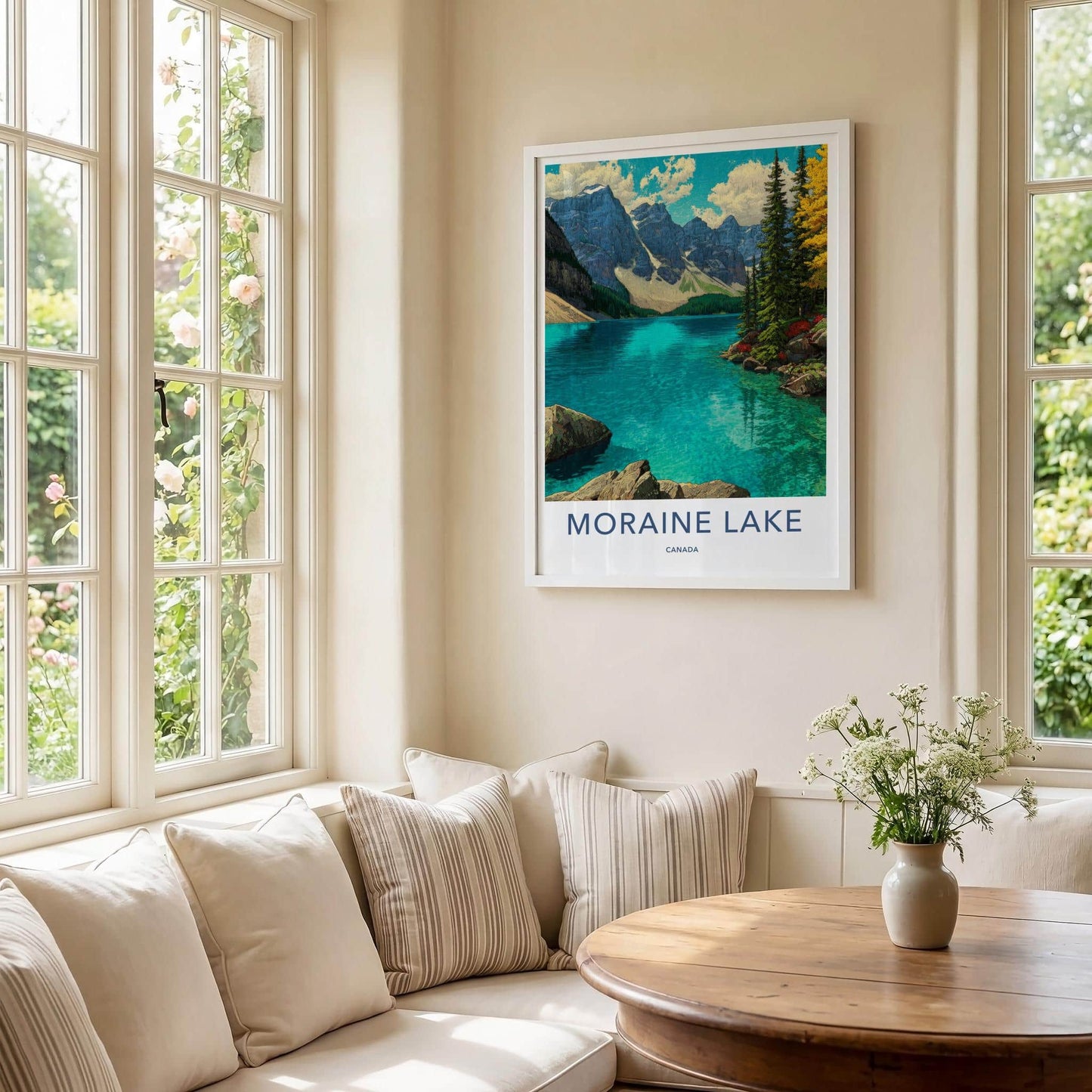 Moraine Lake Poster - Canada Travel Art - Turquoise Lake Mountains Home Decor