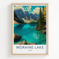 Moraine Lake Poster - Canada Travel Art - Turquoise Lake Mountains Home Decor