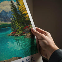 Moraine Lake Poster - Canada Travel Art - Turquoise Lake Mountains Home Decor
