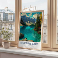 Moraine Lake Poster - Canada Travel Art - Turquoise Lake Mountains Home Decor