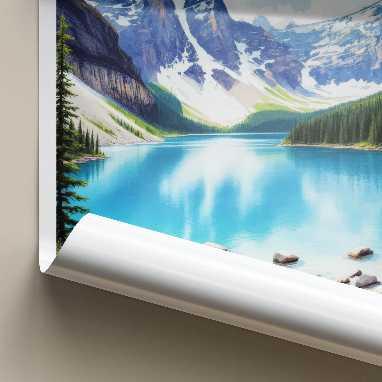 Moraine Lake Poster - Canada Travel Art - Turquoise Lake Mountains Home Decor