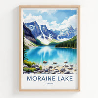 Moraine Lake Poster - Canada Travel Art - Turquoise Lake Mountains Home Decor