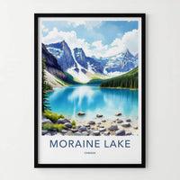 Moraine Lake Poster - Canada Travel Art - Turquoise Lake Mountains Home Decor