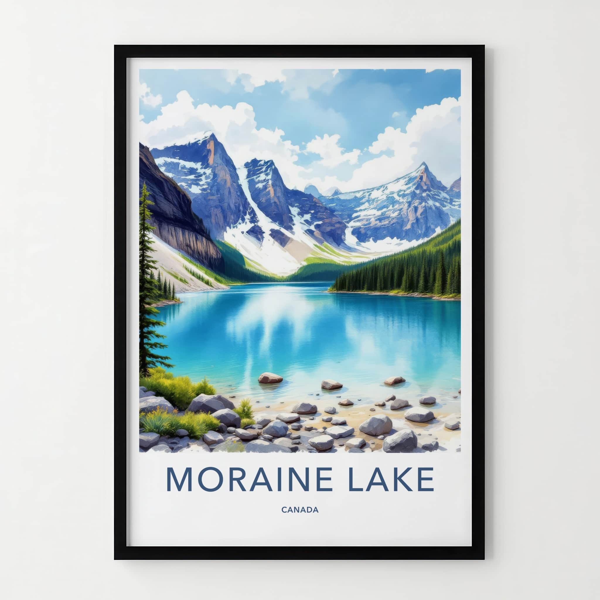 Moraine Lake Poster - Canada Travel Art - Turquoise Lake Mountains Home Decor