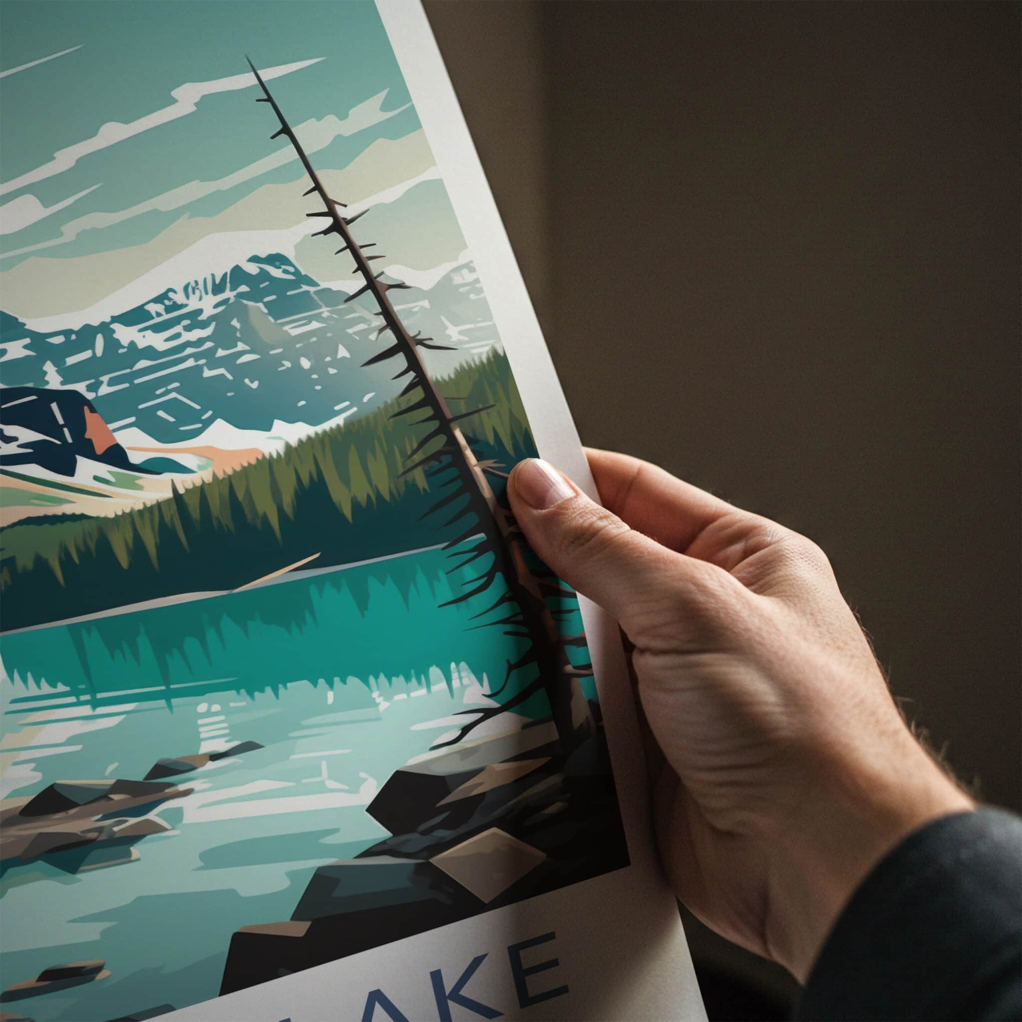 Moraine Lake Poster - Canada Travel Art - Turquoise Lake Mountains Wall Decor
