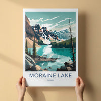 Moraine Lake Poster - Canada Travel Art - Turquoise Lake Mountains Wall Decor